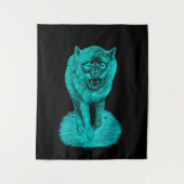 Angry Black Wolf in de nacht Wandkleed (Voorkant)