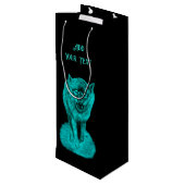 Angry Black Wolf in de nacht Wijn Cadeautas (Achterkant Gekanteld)