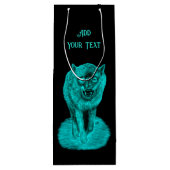 Angry Black Wolf in de nacht Wijn Cadeautas (Achterkant)