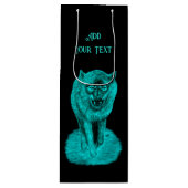 Angry Black Wolf in de nacht Wijn Cadeautas (Voorkant)