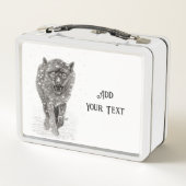 Angry Black Wolf in sneeuw, wilde winter (Achterkant)