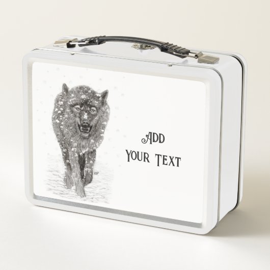 Angry Black Wolf in sneeuw, wilde winter (Achterkant)