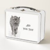 Angry Black Wolf in sneeuw, wilde winter (Voorkant)