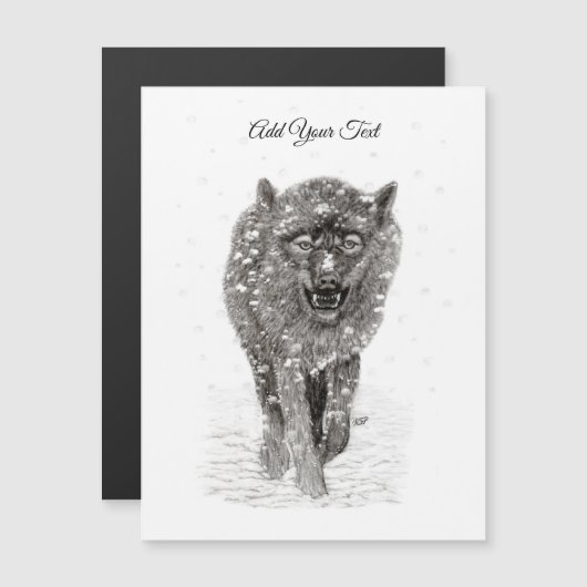 Angry Black Wolf in sneeuw, wilde winter (Voorkant / Achterkant)