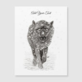 Angry Black Wolf in sneeuw, wilde winter (Voorkant)