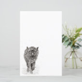 Angry Black Wolf in sneeuw, wilde winter (Staand voorkant)