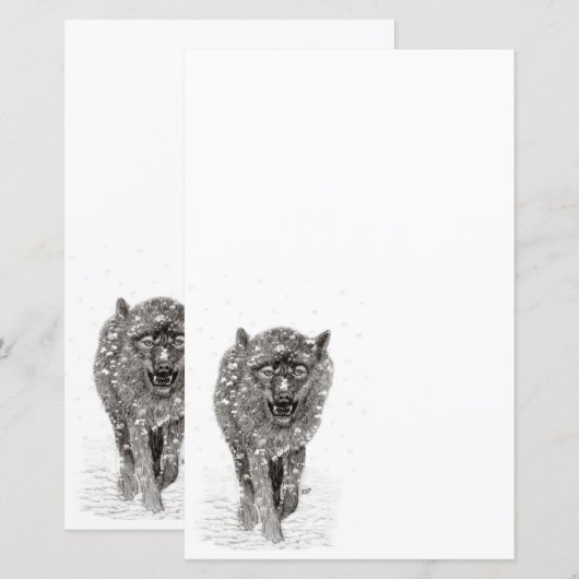 Angry Black Wolf in sneeuw, wilde winter (Voorkant / Achterkant)