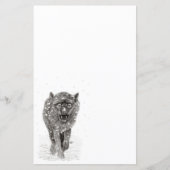 Angry Black Wolf in sneeuw, wilde winter (Voorkant)