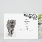 Angry Black Wolf in sneeuw, wilde winter (Staand voorkant)