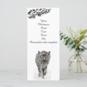 Angry Black Wolf in sneeuw, wilde winter (Staand voorkant)