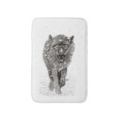 Angry Black Wolf in sneeuw, wilde winter Badmat (Voorkant Verticaal)