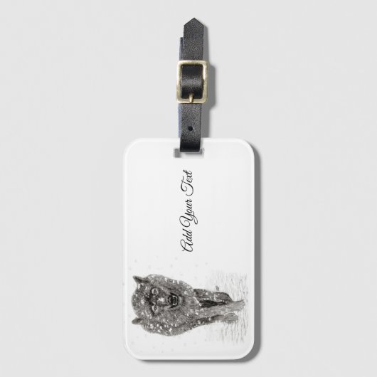 Angry Black Wolf in sneeuw, wilde winter Bagagelabel (Voorkant (verticaal))