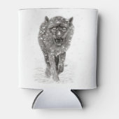 Angry Black Wolf in sneeuw, wilde winter Blikjeskoeler (Voorkant)