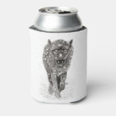 Angry Black Wolf in sneeuw, wilde winter Blikjeskoeler (Blikje Achterkant)