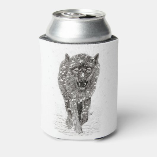 Angry Black Wolf in sneeuw, wilde winter Blikjeskoeler (Blikje Achterkant)