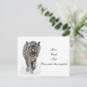 Angry Black Wolf in sneeuw, wilde winter Briefkaart (Staand voorkant)