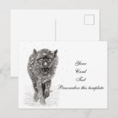Angry Black Wolf in sneeuw, wilde winter Briefkaart (Voorkant / Achterkant)
