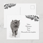 Angry Black Wolf in sneeuw, wilde winter Briefkaart (Voorkant / Achterkant)