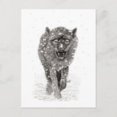 Angry Black Wolf in sneeuw, wilde winter Briefkaart (Voorkant)