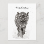 Angry Black Wolf in sneeuw, wilde winter Briefkaart (Voorkant)