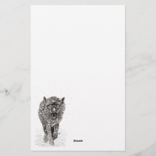 Angry Black Wolf in sneeuw, wilde winter Briefpapier (Achterkant)
