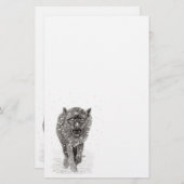 Angry Black Wolf in sneeuw, wilde winter Briefpapier (Voorkant / Achterkant)