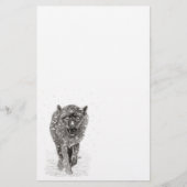 Angry Black Wolf in sneeuw, wilde winter Briefpapier (Voorkant)