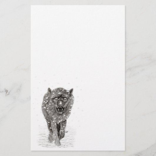 Angry Black Wolf in sneeuw, wilde winter Briefpapier (Voorkant)