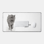 Angry Black Wolf in sneeuw, wilde winter Bureaumat (Keyboard & Muis)