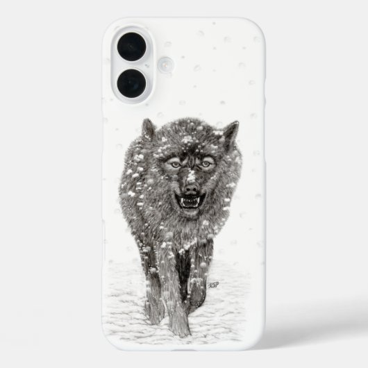 Angry Black Wolf in sneeuw, wilde winter Case-Mate iPhone Case (Achterkant)