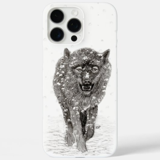 Angry Black Wolf in sneeuw, wilde winter Case-Mate iPhone Case (Achterkant)