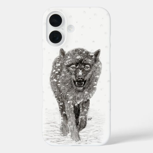 Angry Black Wolf in sneeuw, wilde winter Case-Mate iPhone Case (Achterkant)