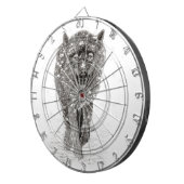 Angry Black Wolf in sneeuw, wilde winter Dartbord (Voorkant Rechts)