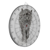 Angry Black Wolf in sneeuw, wilde winter Dartbord (Voorkant Links)