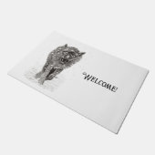 Angry Black Wolf in sneeuw, wilde winter Deurmat (Schuin)