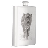 Angry Black Wolf in sneeuw, wilde winter Flacon (Rechts)