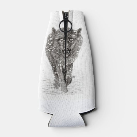 Angry Black Wolf in sneeuw, wilde winter Flesjeskoeler (Achterkant)