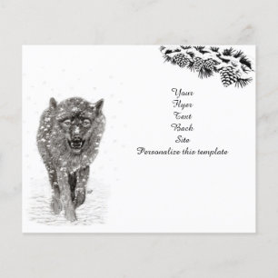 Angry Black Wolf in sneeuw, wilde winter Flyer