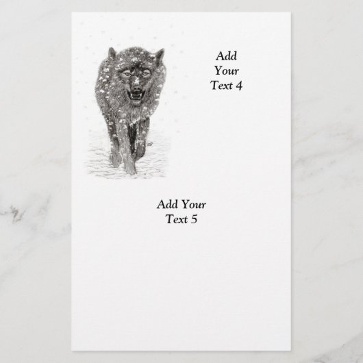 Angry Black Wolf in sneeuw, wilde winter Flyer (Achterkant)