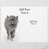 Angry Black Wolf in sneeuw, wilde winter Flyer (Achterkant)