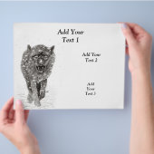 Angry Black Wolf in sneeuw, wilde winter Flyer (Hand)