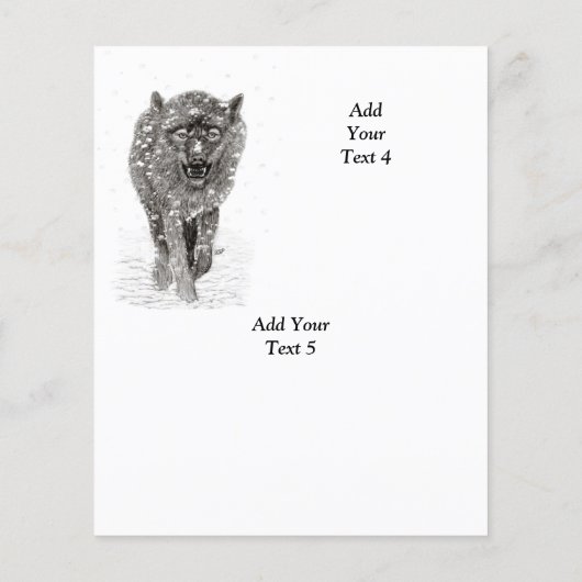 Angry Black Wolf in sneeuw, wilde winter Flyer (Achterkant)