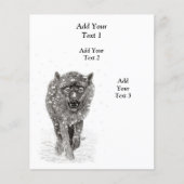Angry Black Wolf in sneeuw, wilde winter Flyer (Voorkant)