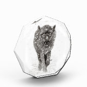 Angry Black Wolf in sneeuw, wilde winter Fotoblokken (Links)