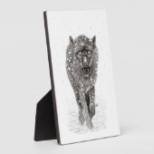 Angry Black Wolf in sneeuw, wilde winter Fotoplaat (Zijkant)