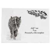 Angry Black Wolf in sneeuw, wilde winter Groot Cadeauzakje (Achterkant)