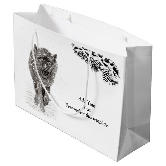 Angry Black Wolf in sneeuw, wilde winter Groot Cadeauzakje (Achterkant Gekanteld)