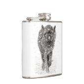 Angry Black Wolf in sneeuw, wilde winter Heupfles (Rechts)