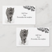 Angry Black Wolf in sneeuw, wilde winter Informatiekaartje (Voorkant / Achterkant)