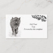 Angry Black Wolf in sneeuw, wilde winter Informatiekaartje (Voorkant)